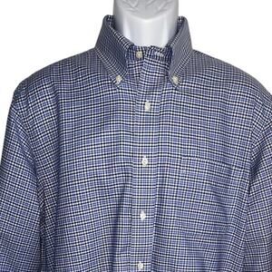 Brooks Brothers Madison Blue Checkered Non Iron Polo Button Down Supima Shirt M‎